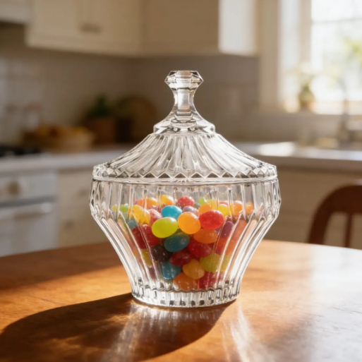 Bomboniere De Vidro Cristal Baleiro Potiche Decoração Tampa