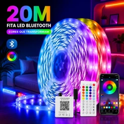 15m/20m/30m Fita Led Bluetooth Rgb Colorida Decoração 3535 Com Controle Luz Para Quarto/tv