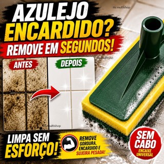 Esfregão Lava Azulejo Limpeza Pesada Esponja Abrasiva Remove Gordura e Encardido Piso Sem Cabo