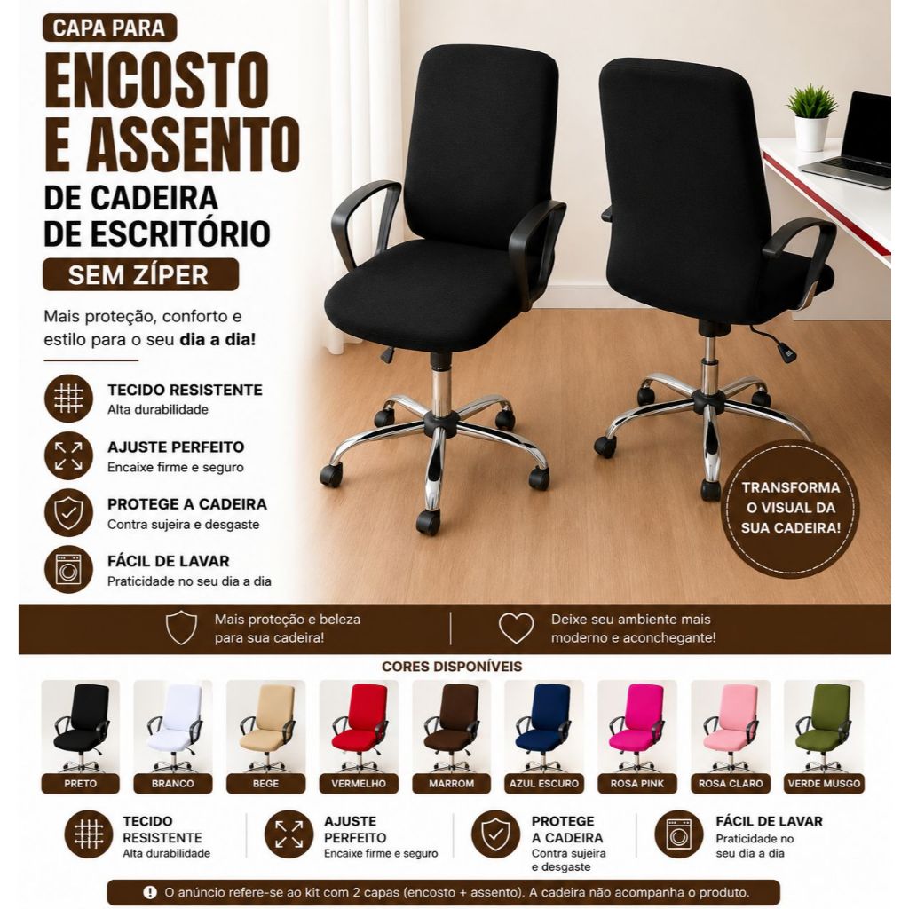 capa de cadeira de escritório malha gel tecido ajustável renove sua cadeira gastando pouco