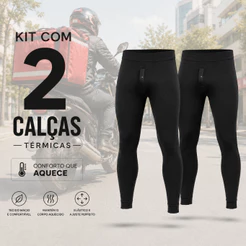 Kit 2 Calças Motoqueiro Motoboy Térmica Segunda Pele Inverno Botão Frontal