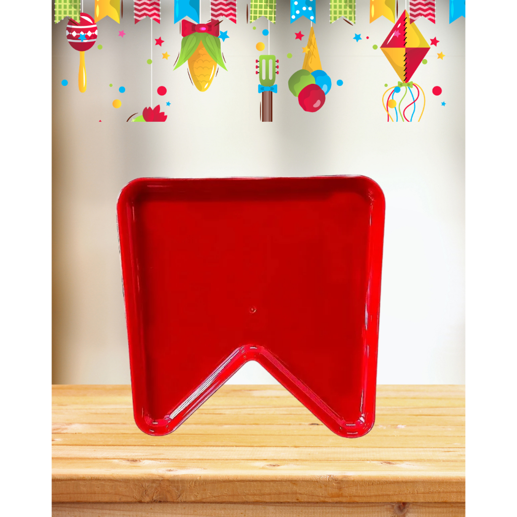 Kit 2 bandejas Petisqueiras Plásticas Bandeira Bandeirinha Arraial Festa Junina vermelha 22cmx23 cm