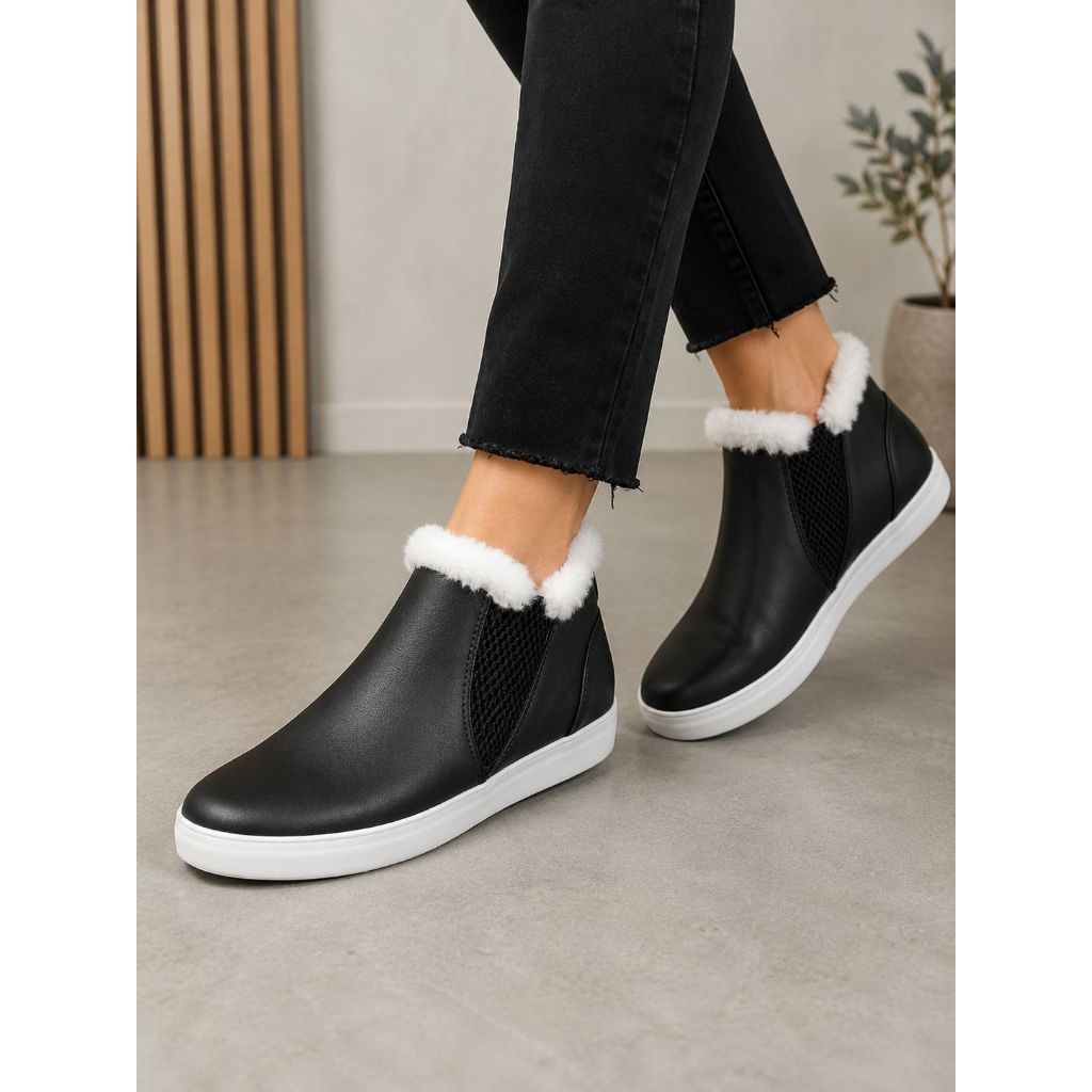 Tênis Botinha Feminino Bota Inverno Forrada Pelos Frio lã Peluciada Confortável