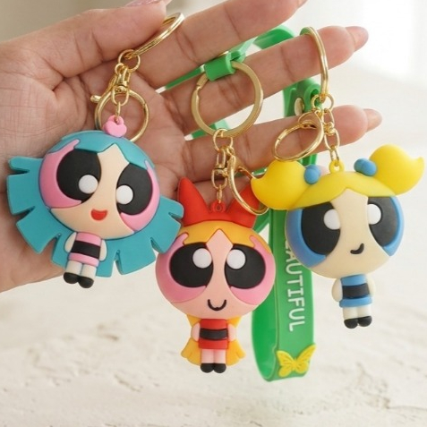 Chaveiro Meninas Superpoderosas Anime Y2K Florzinha Lindinha Docinho Alça Argola para Bolsa Mochila Bolsa Carro