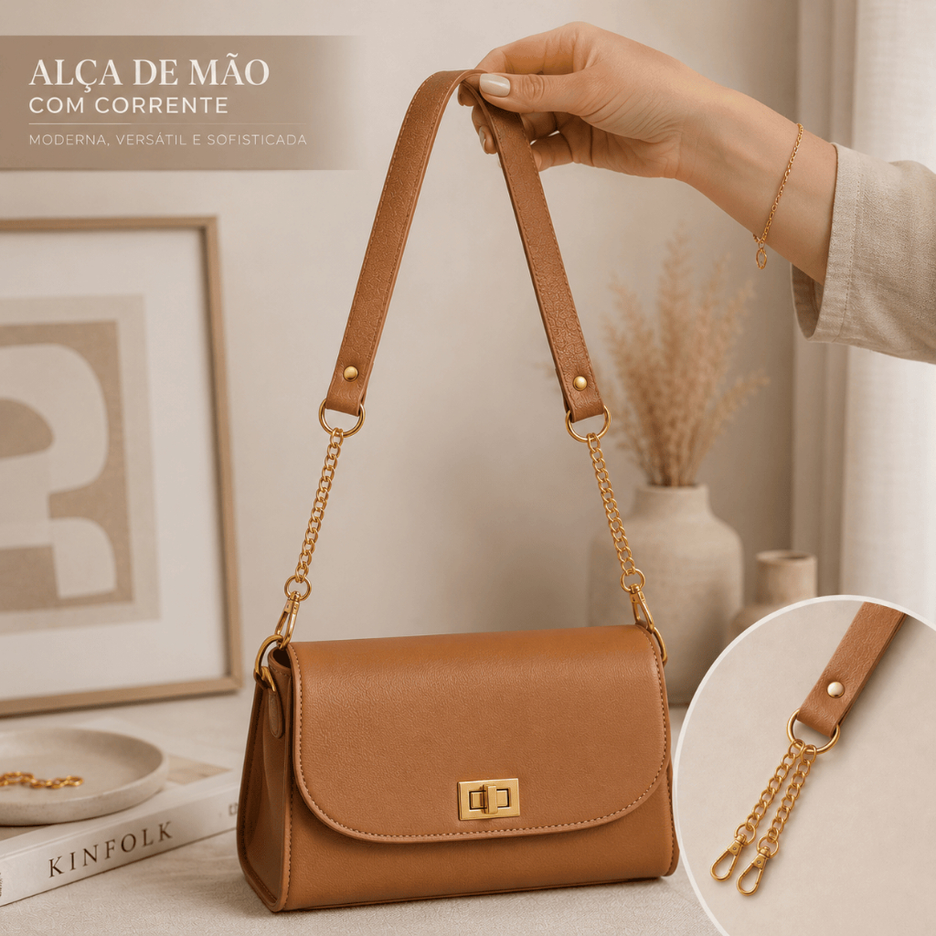 Alça Bolsa Premium Couro Reforçada Feminina Ombro Elegante Corrente Moderno Fashion Sofisticada Luxo