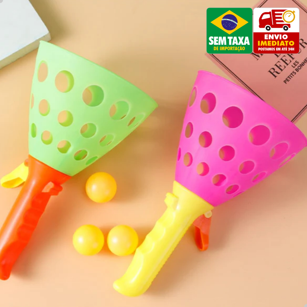 Jogo Infantil Pega Bola Par com Cestos Gatilho Bolinhas Coordenação Motora Criança