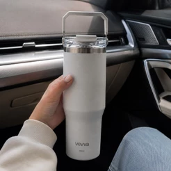 Garrafa Termica 950ml Inox Parede Dupla VEVVA GRIP MAX Squeze Agua Bebidas Esporte Fitness