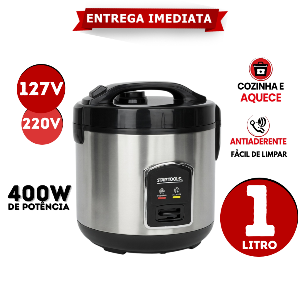 Panela De Arroz Elétrica 5 Xícaras  1 Litro Antiaderente 127v ou 220v