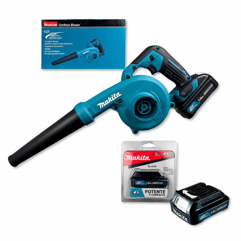 Soprador Aspirador de Ar MAKITA UB100DZ 12V Limpeza Oficina Jardim Com/Sem Bateria 1.5Ah BL1016