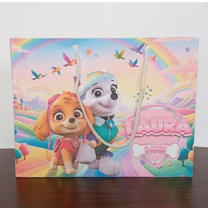 Sacolinha Personalizada Patrulha Canina menina Sky | Lembrancinha Aniversário Infantil | Kit 10,20,30 unidades