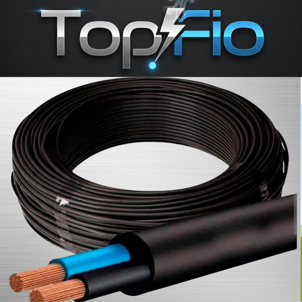 Cabo PP Flexível 2,5mm² Rolo 100 Metros Bipolar Preto - Para Instalações Elétricas Residenciais