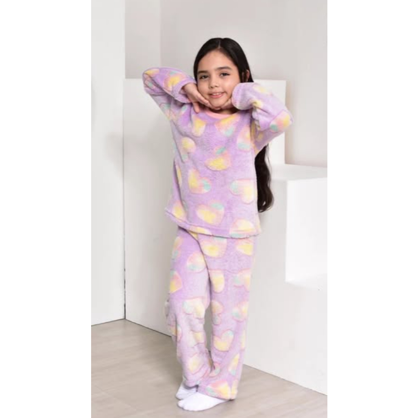 Pijama Infantil Inverno Fleece Peluciado Estampas Sortidas Masculino Feminino Manga Longa Calça Luxo