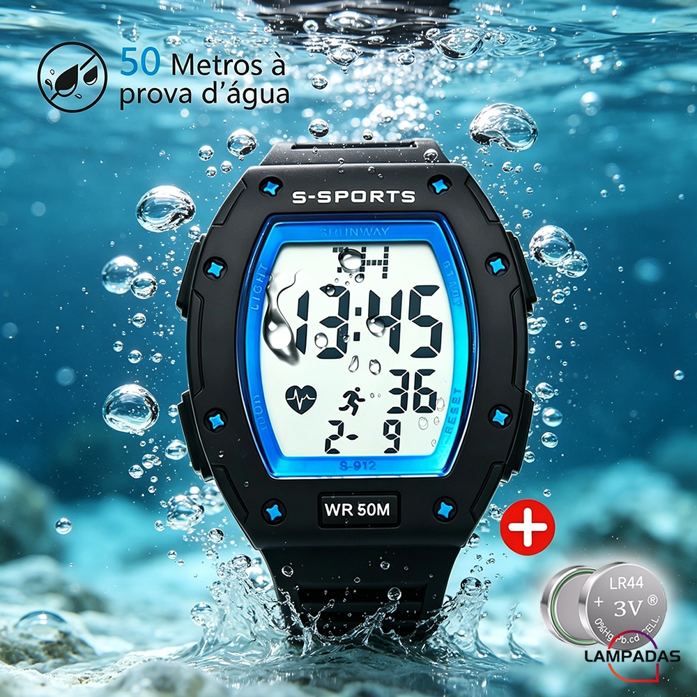Relógio Masculino Digital À Prova D'água Original Esportivo Eletrônico Com Tela LED Moda Quadrado