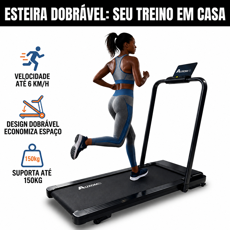 Esteira Elétrica Dobrável Silenciosa com Amortecimento AI Tela LED até 150kg para Casa Compacta Fitness