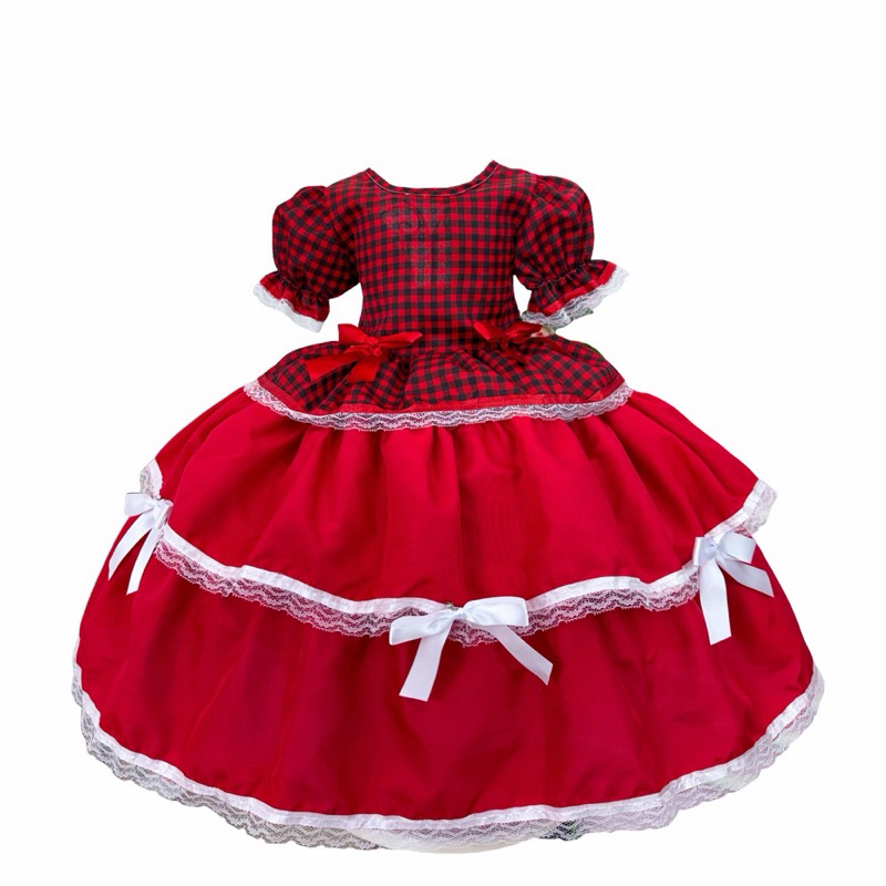Vestido Festa Junina Quadrilha Caipira Junino Infantil Luxo