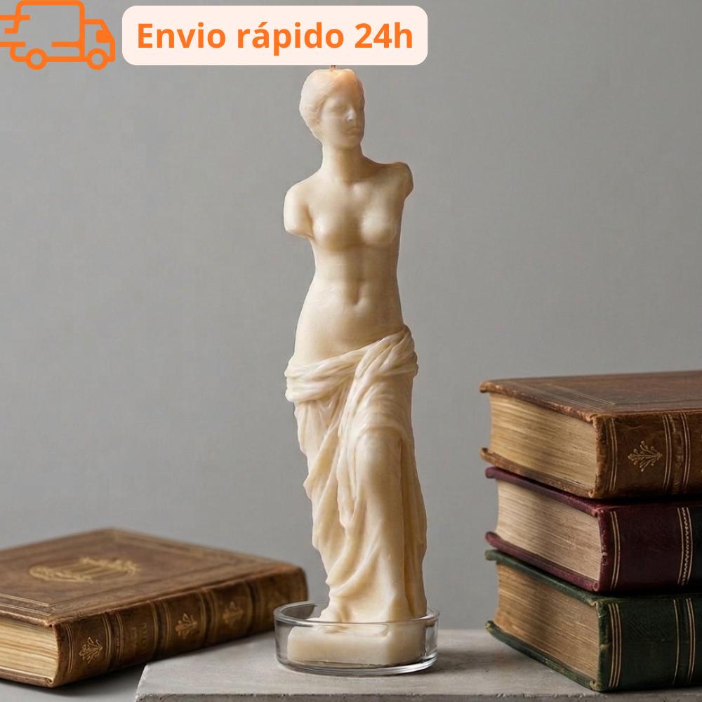 Vela Decorativa Venus Grega Escultura Cera 13cm Off White