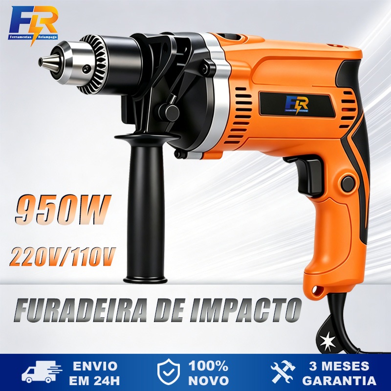 Furadeira de Impacto Profissional 13mm Alta Potência 950W Parafusadeira 3200RPM