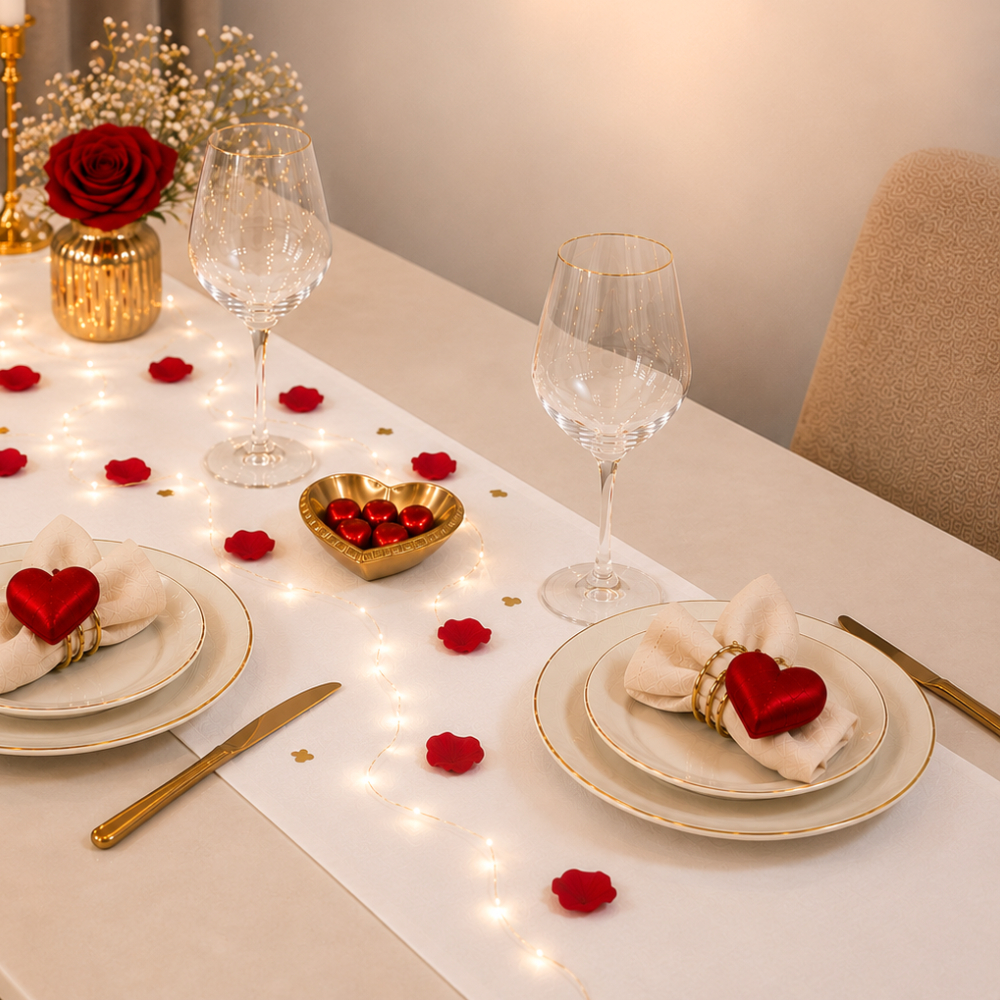 Kit Caminho de Mesa Oxford Trilho de Mesa Posta Decoração Dia dos Namorados 2|4|6 Lugares