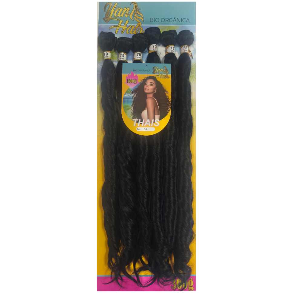 Cabelo Fibra Bio Orgânica Liso Ondulado THAIS 70/75Cm 300GR 6Telas na Tela YAN HAIR