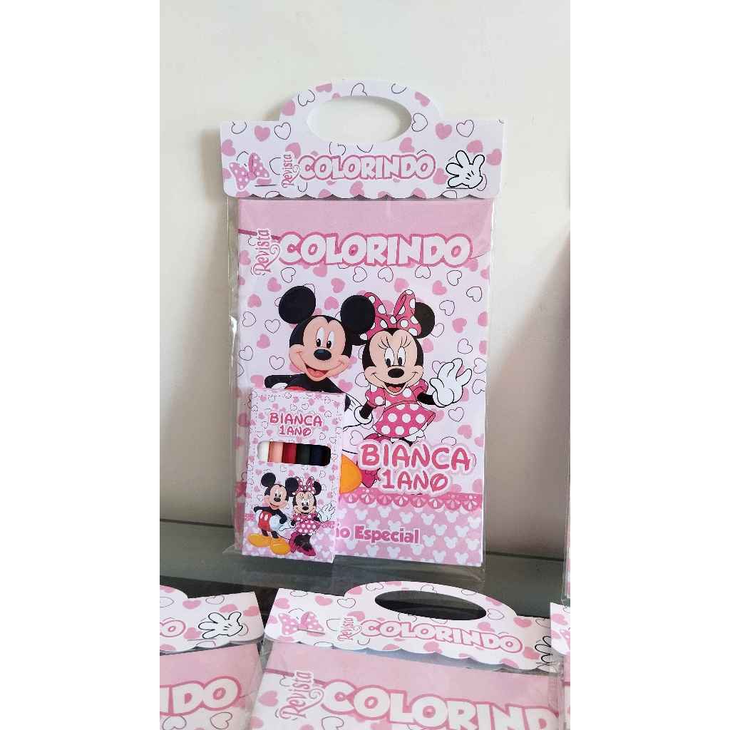 Revista Colorir Minnie e Mickey Personalizado Aniversário | Lembrancinha Festa Infantil | Livrinho