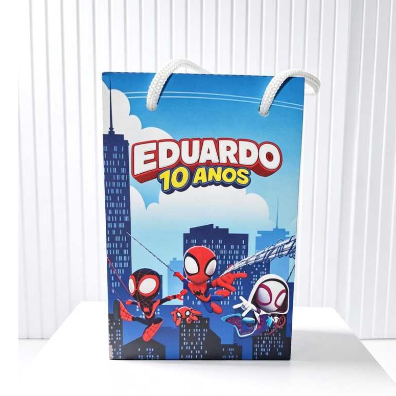 Sacolinha Spider Man e seus amigos Personalizada Lembrancinha Homem Aranha Festa Aniversário