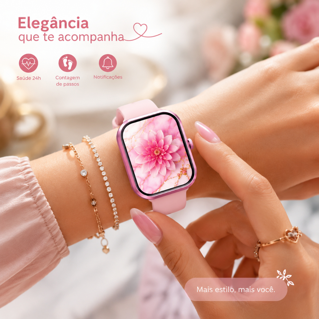 Relógio inteligente esportivo feminino G21 relógio digital compatível com sistema Android e iOS