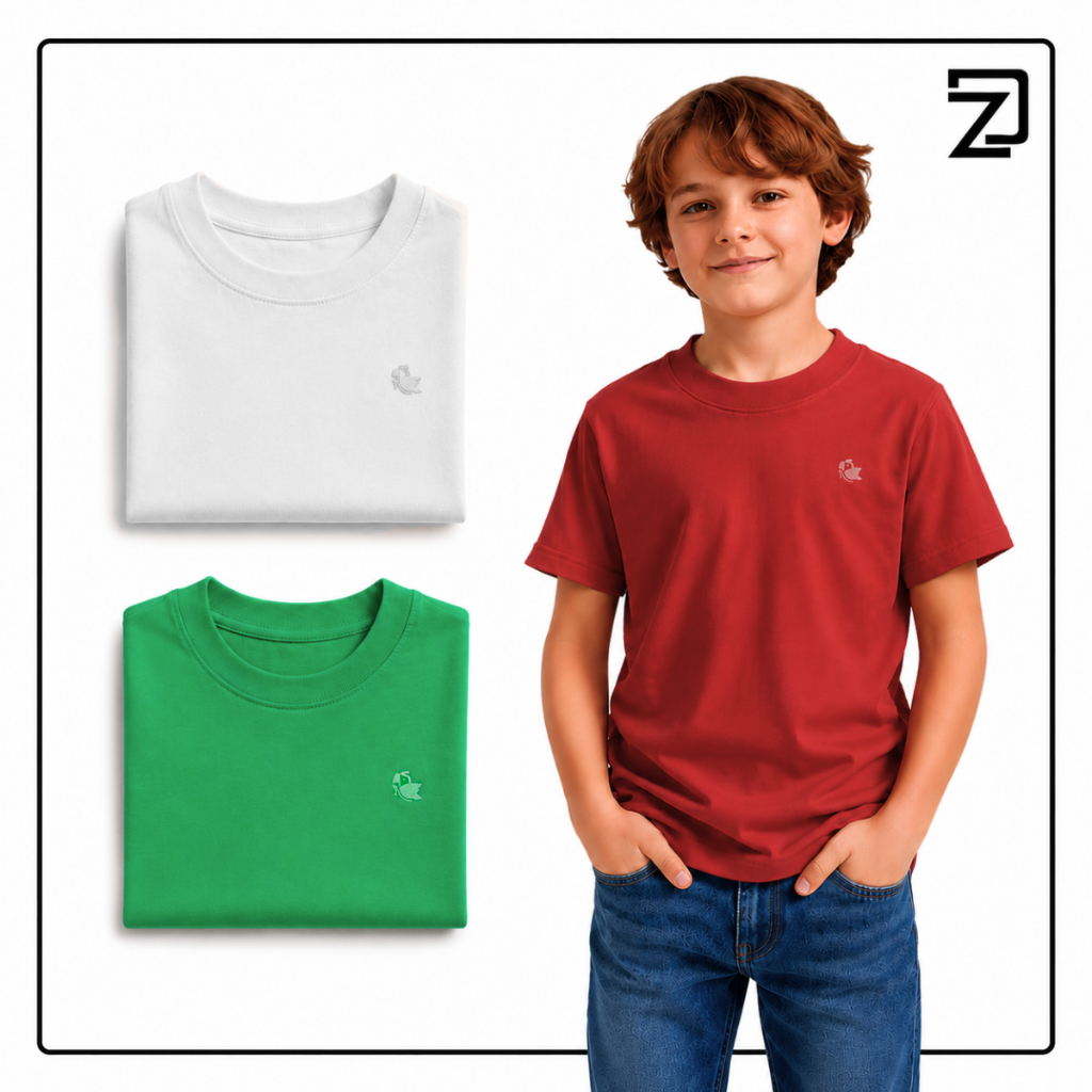 Kit 3 Camisas Básicas Infantil 100% algodão