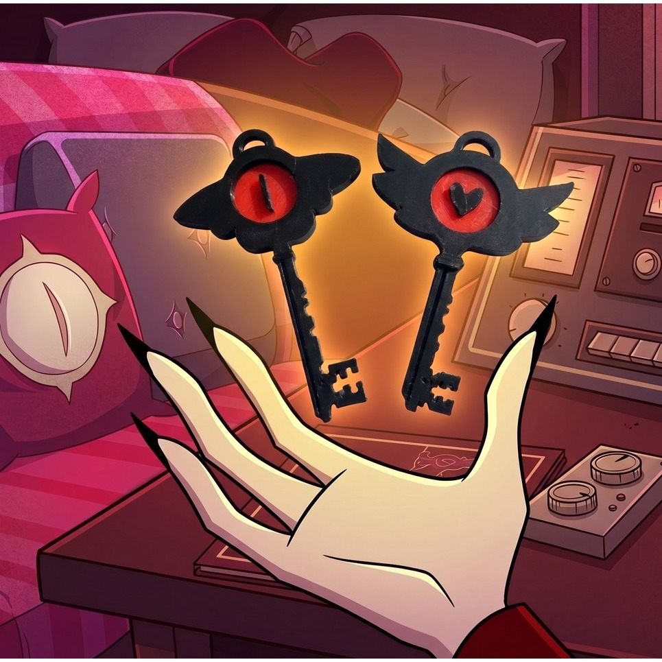 Chaveiro Hazbin Hotel Charlie, Alastor, Vaggie, Angel, Husk, Niffty, Valentino, Vox, Lucifer, Charlie, Adam