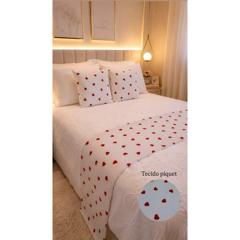 Kit Peseira Casal Queen Decorativa 3 Peças Piquet Luxo Premium Com Zíper Promoção