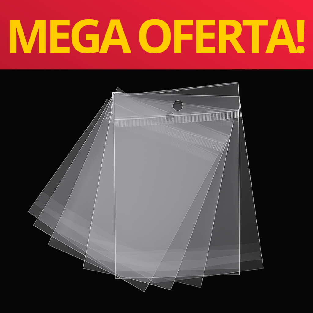 Kit (100/500) unidades Saco Adesivo Plástico e Solapa Auto Adesivo C/furo - Várias medidas