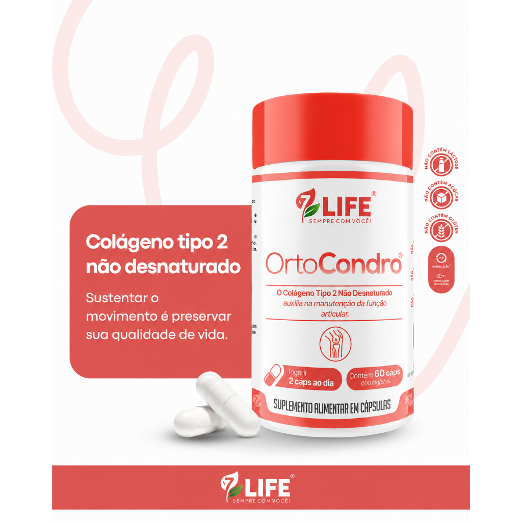 Ortocondro Colágeno Tipo 2 Cálcio Magnésio 60 Cápsula 7LIFE