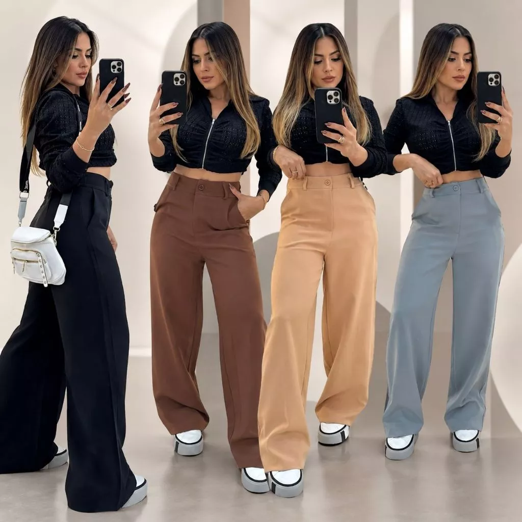 Calça Pantalona Alfaiataria Premium Com Bolso PROMOÇÃO