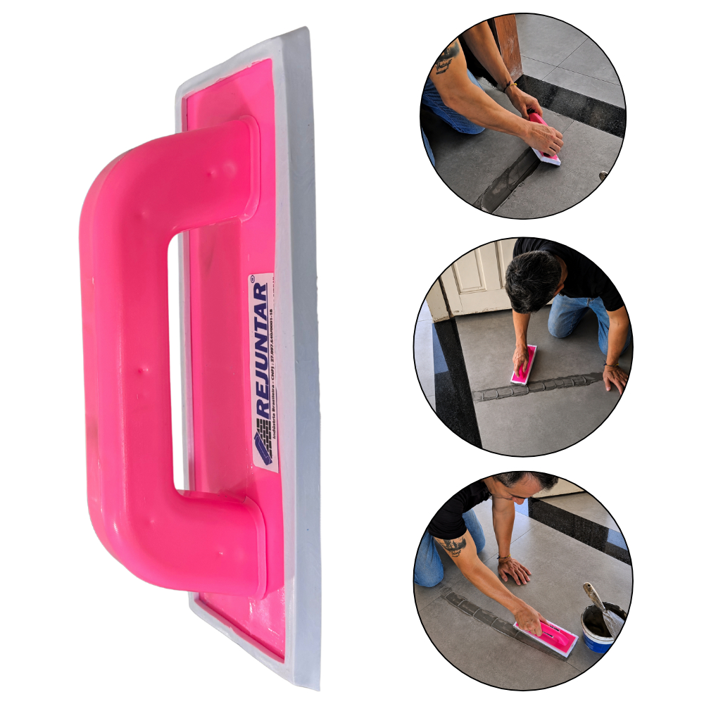 Desempenadeira Rosa Para Rejunte Com Refil Flexível / Espátula Rosa para Rejunte