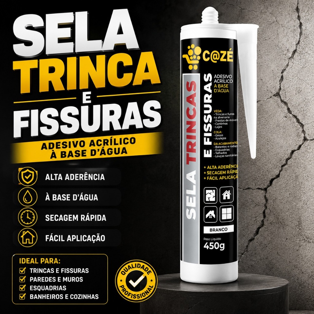 Sela Trincas Fissuras Veda Rachaduras Laje Telhas Parede