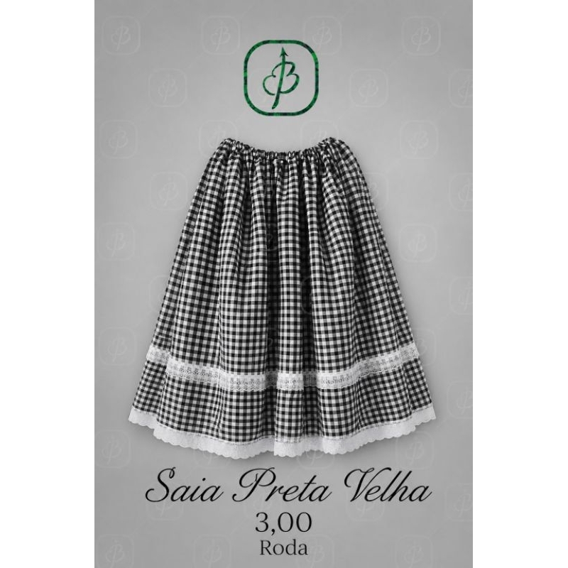 Umbanda Candomblé Saia Preta Velha Carijó 3,00 Roda (Envio Rápido)
