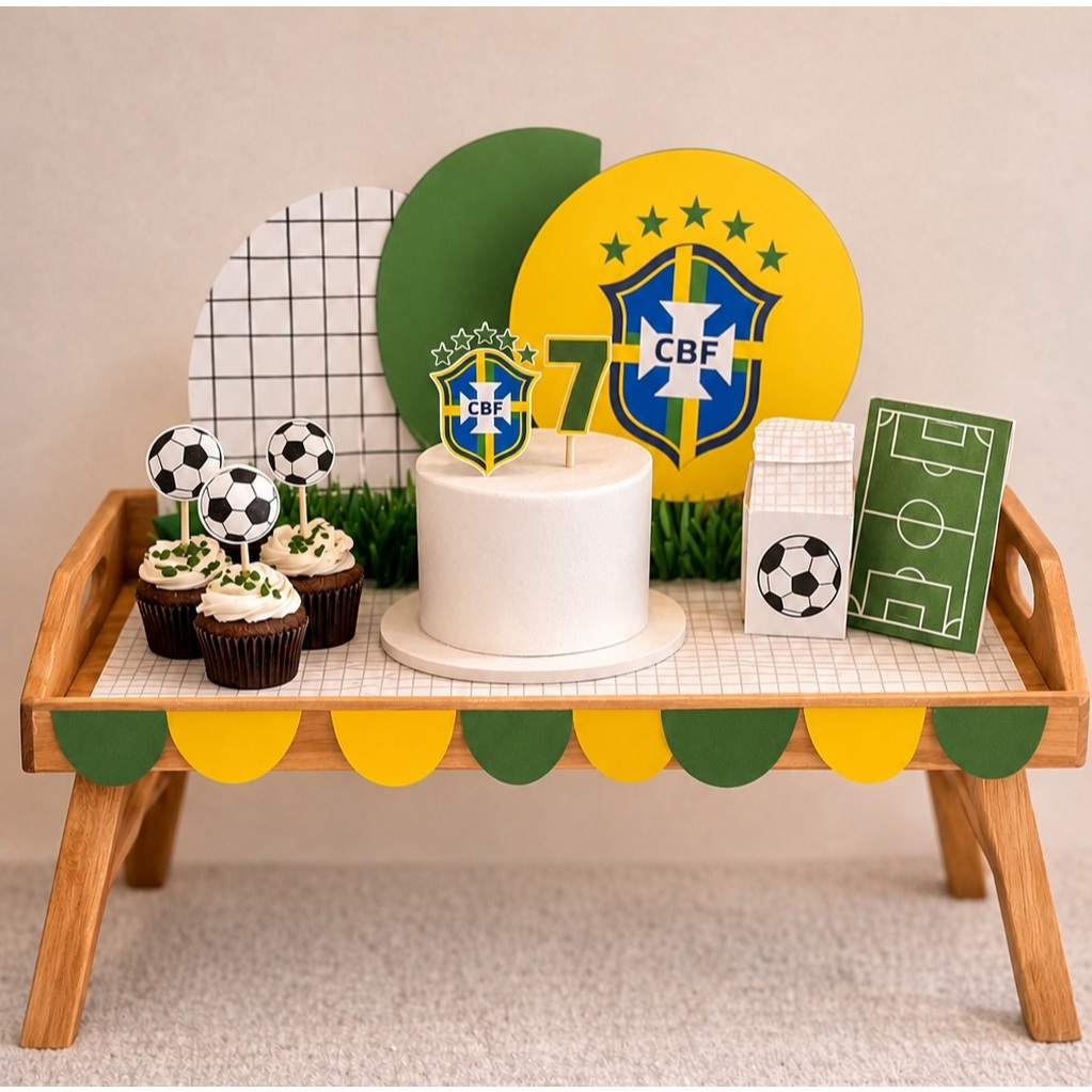 Kit Festa na Bandeja - café da manhâ tema Brasil Copa do Mundo 2026.