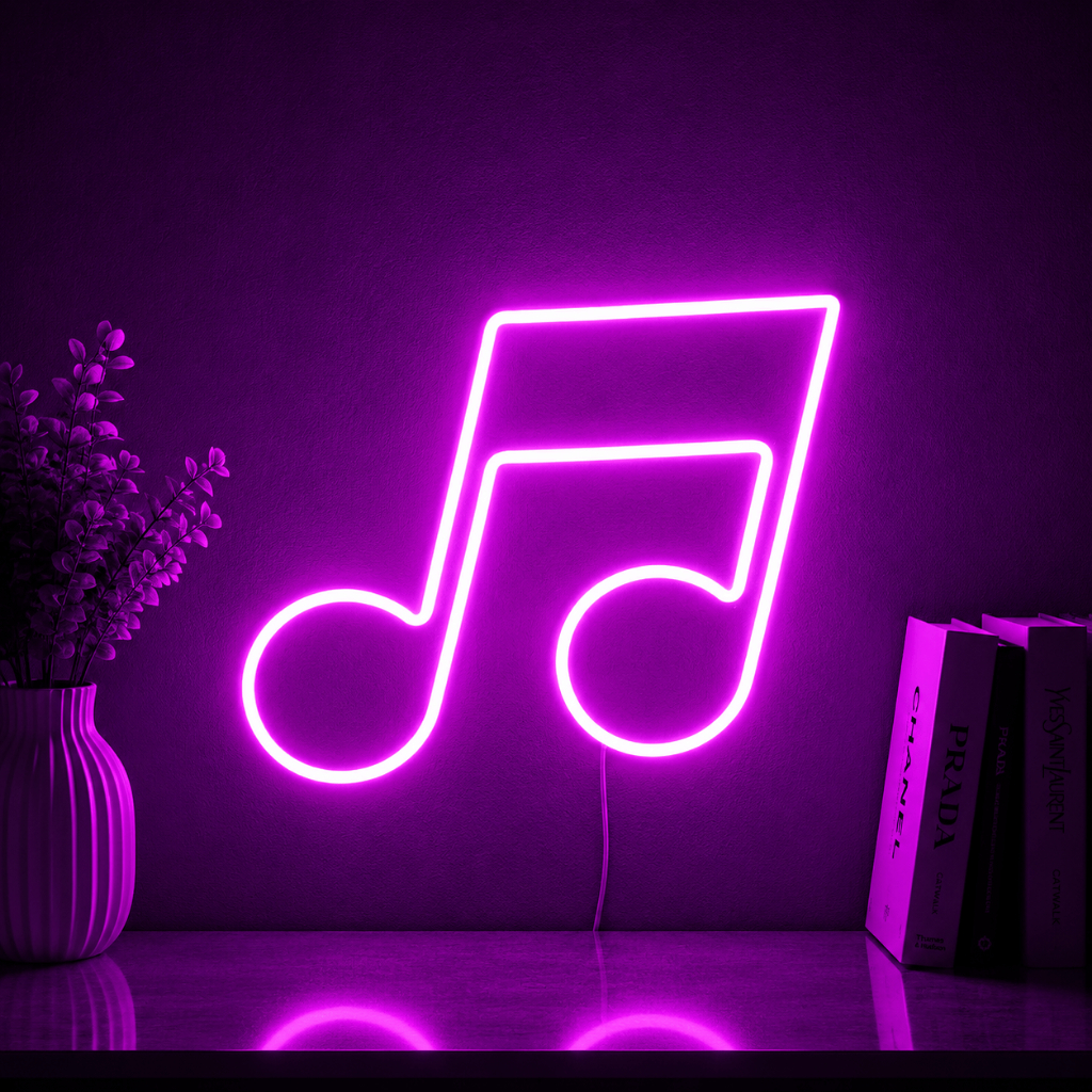 Luminária Led Neon Nota Musical 25 Cm Bivolt Letreiro Decoração Estúdio Quarto Festa Balada Luz Parede Iluminação