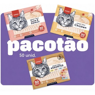 Creamy Wanpy Petisco Cremoso Para Gatos 14gx50 Tubos 700g Sabores Sortidos