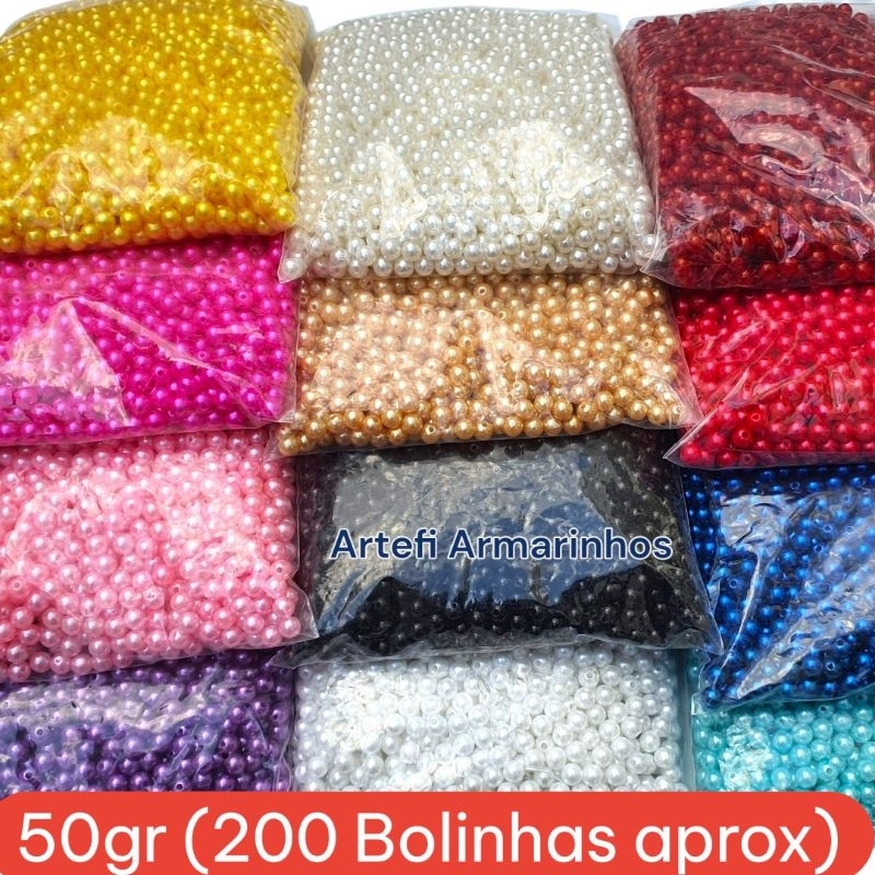 PEROLA 8MM PARA TERÇO E ARTESANATO 50gr INTEIRA COM FURO