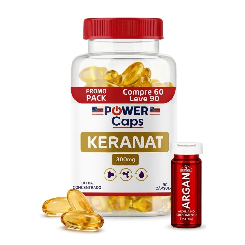 Keranat 300mg 90 cápsulas Crescimento Capilar Edição Limitada + Ampola Capilar Sortida