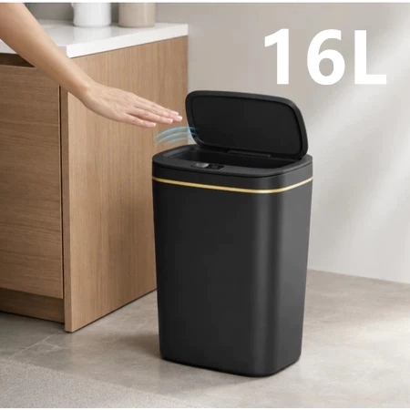 Lixeira com Sensor 16 Litros Automático Inteligente Abre Fácil em Toque Cesto Lixo Casa Banheiro
