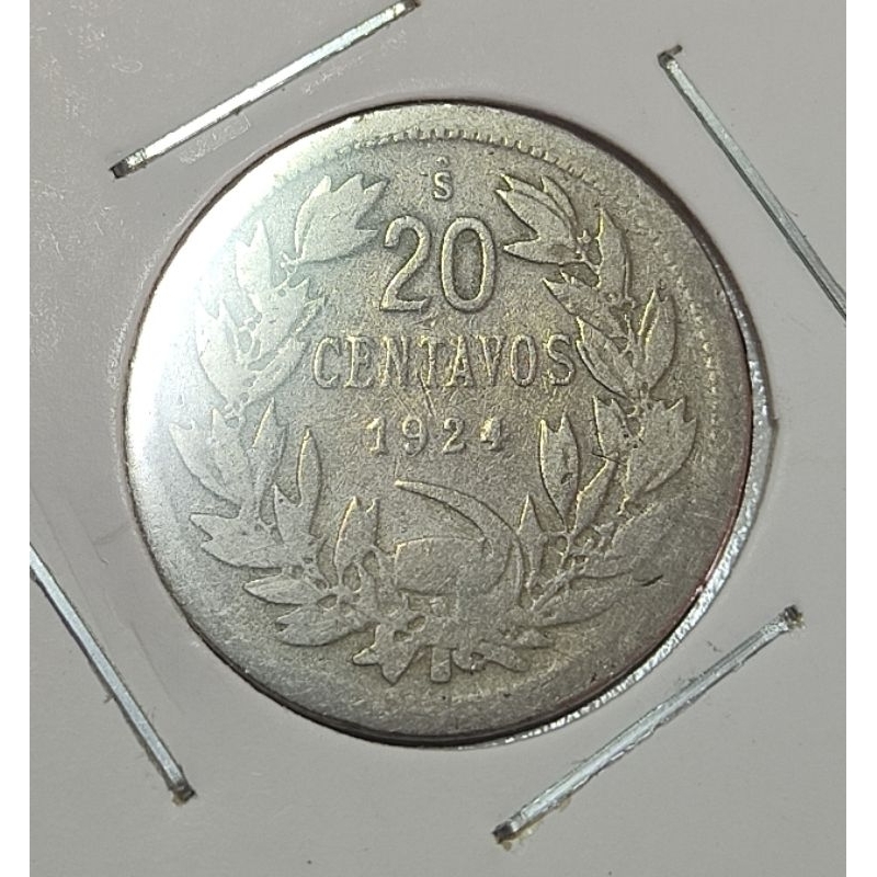 Moeda Chile 20 Centavos 1924