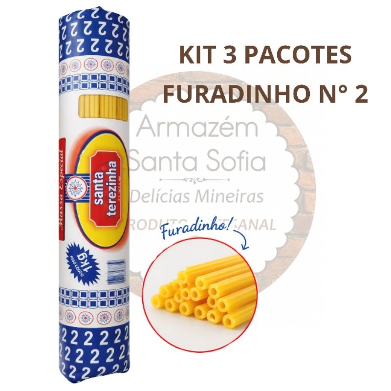 Kit 3 Pacotes de Massa de Macarrão Furadinho número 2