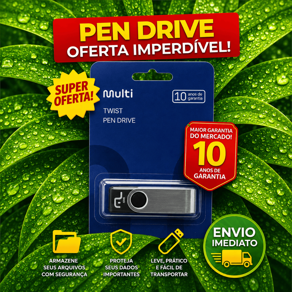 Pendrive USB 2.0 64GB/32GB/16GB/8GB – Twist MultiLaser | Pen Drive de Alta Velocidade