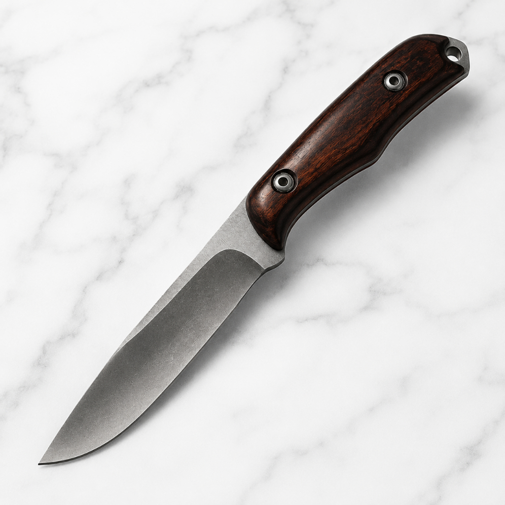 Faca Chef Artesanal Aço Inox Cabo Madeira Premium Churrasco Cozinha Camping 23cm