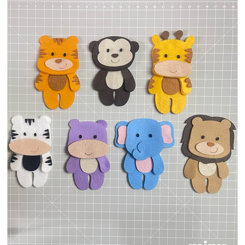 Recorte de feltro bichinhos SAFÁRI - DIY - Faça você mesmo - animais para fazer chaveiro, bichinhos para fazer guirlanda