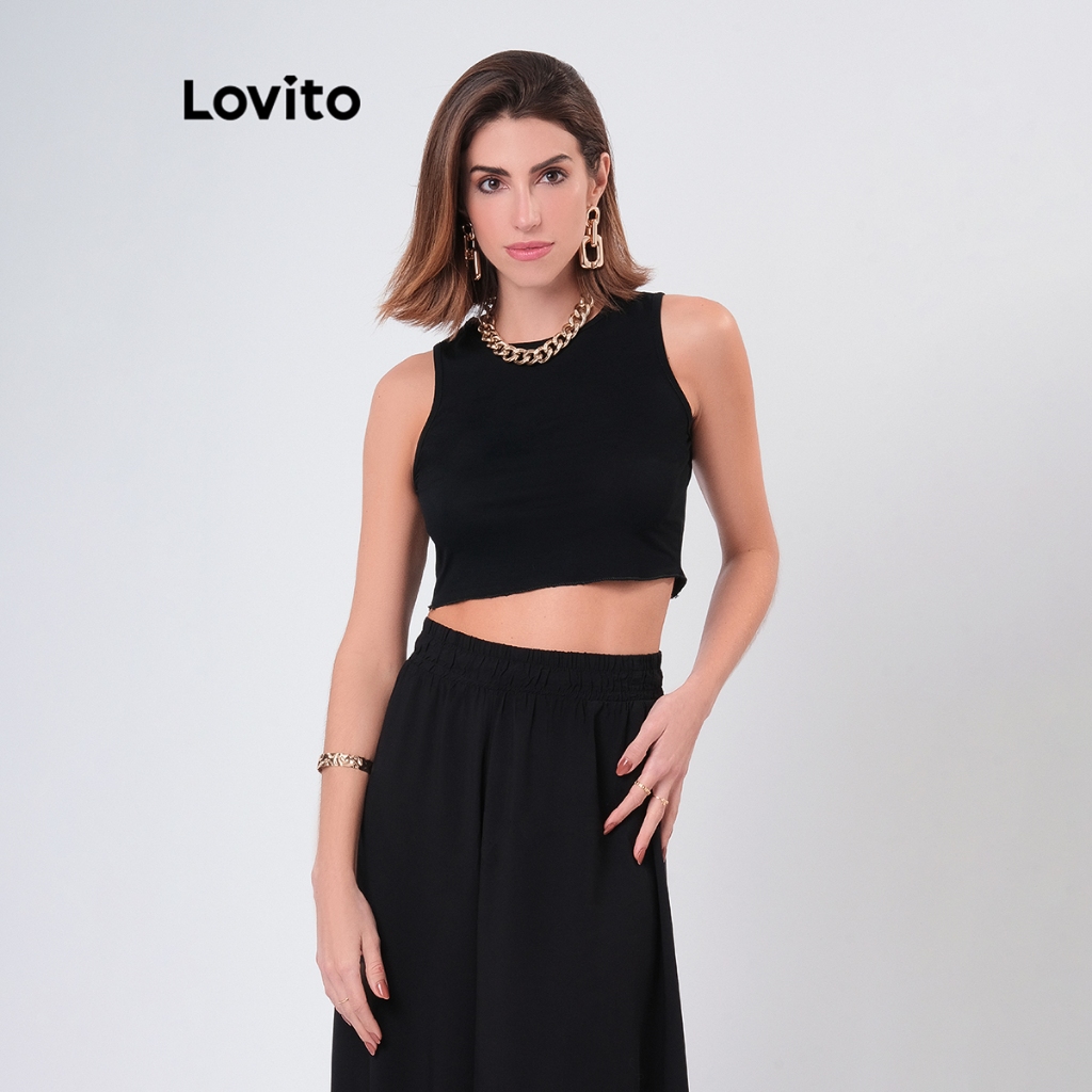 Lovito Regata Feminina Cropped Básica TKB1BRL026