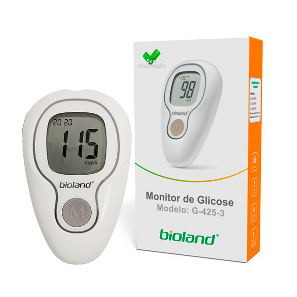 Glicosímetro Monitor de Glicose Bioland G425-3 Medidor Glicemia Digital Diabetes