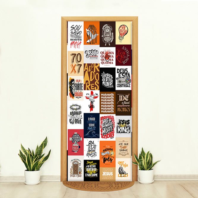 Capa de porta Decoração Lambe Lambe Religioso Medidas