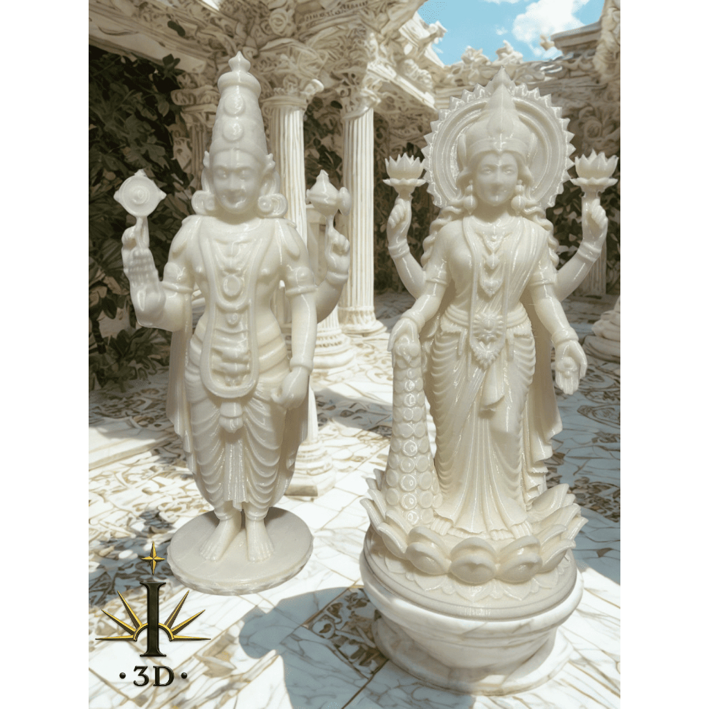 Kit Estátuas Hindus Decorativas – Lakshmi e Vishnu | Impressão 3D